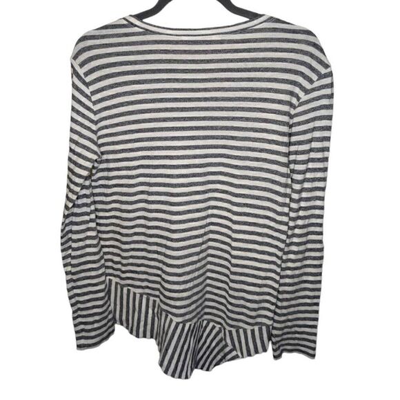 CAbi Asymmetrical Striped Knit Long Sleeves Gray Top Women's Extra Small - Picture 2 of 5